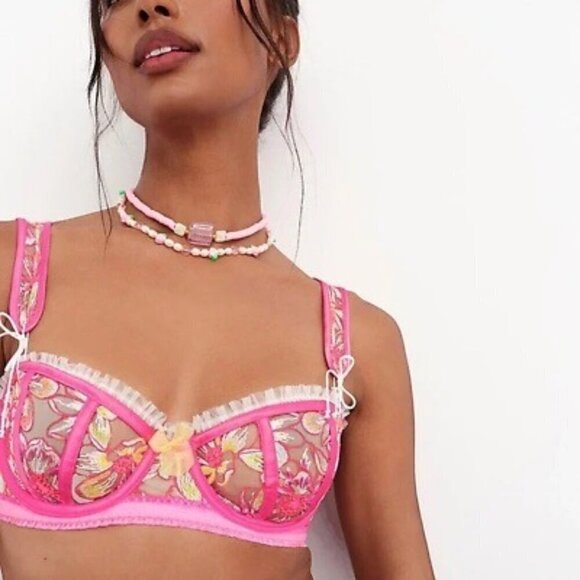 For Love And Lemons Women's Electric Fields Embroidery Underwire Bra - XL - Picture 11 of 12